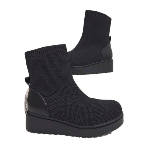 Ladies black wedge ankle - black,